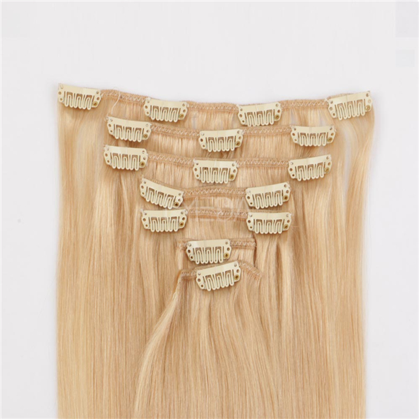 Clip in human hair extensions indian remy wj070